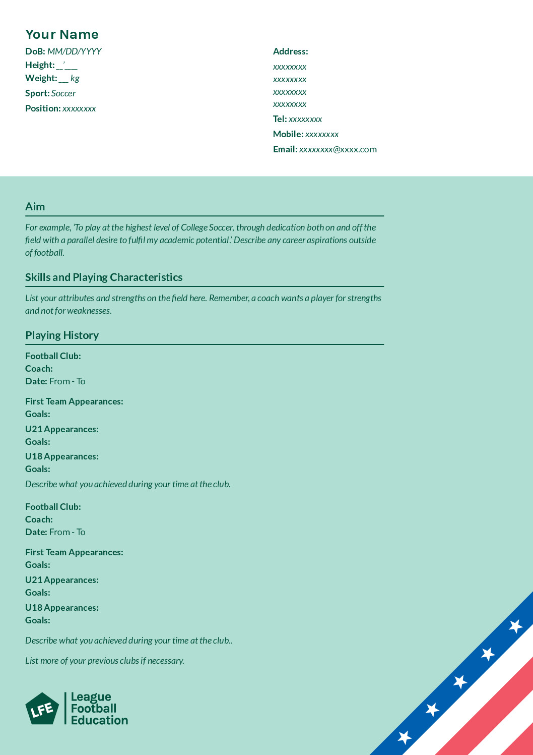 USA CV Template
